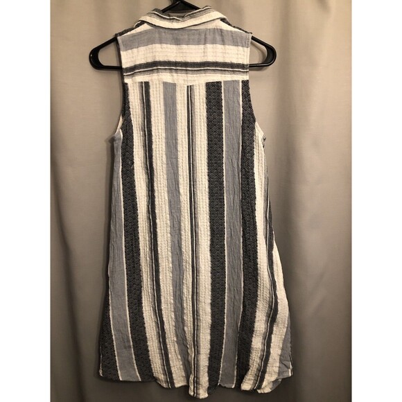 Spense Button Front Sleeveless Shirt Dress Blue White Striped Size 4 Small - Picture 2 of 7